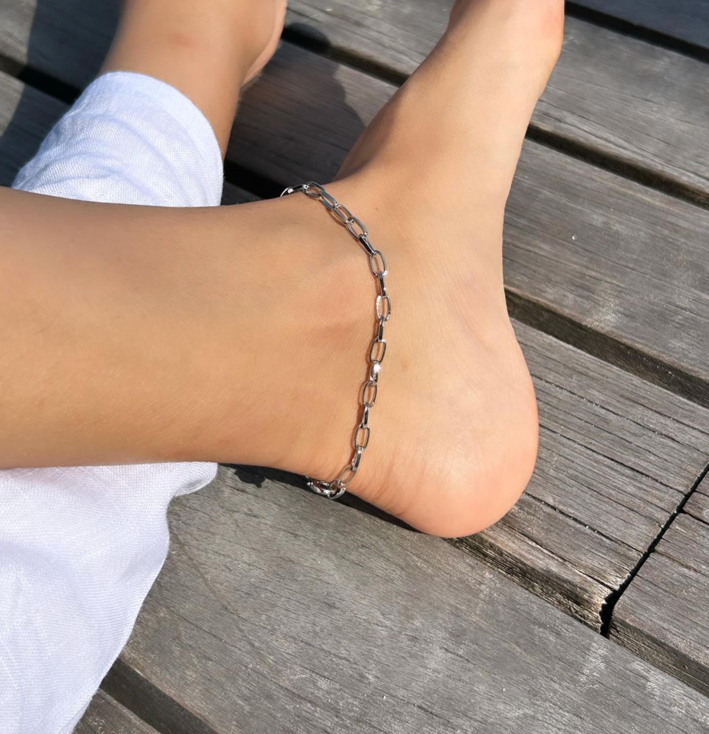 Link Up Silver Anklet