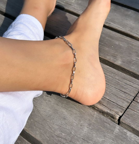 Link Up Silver Anklet
